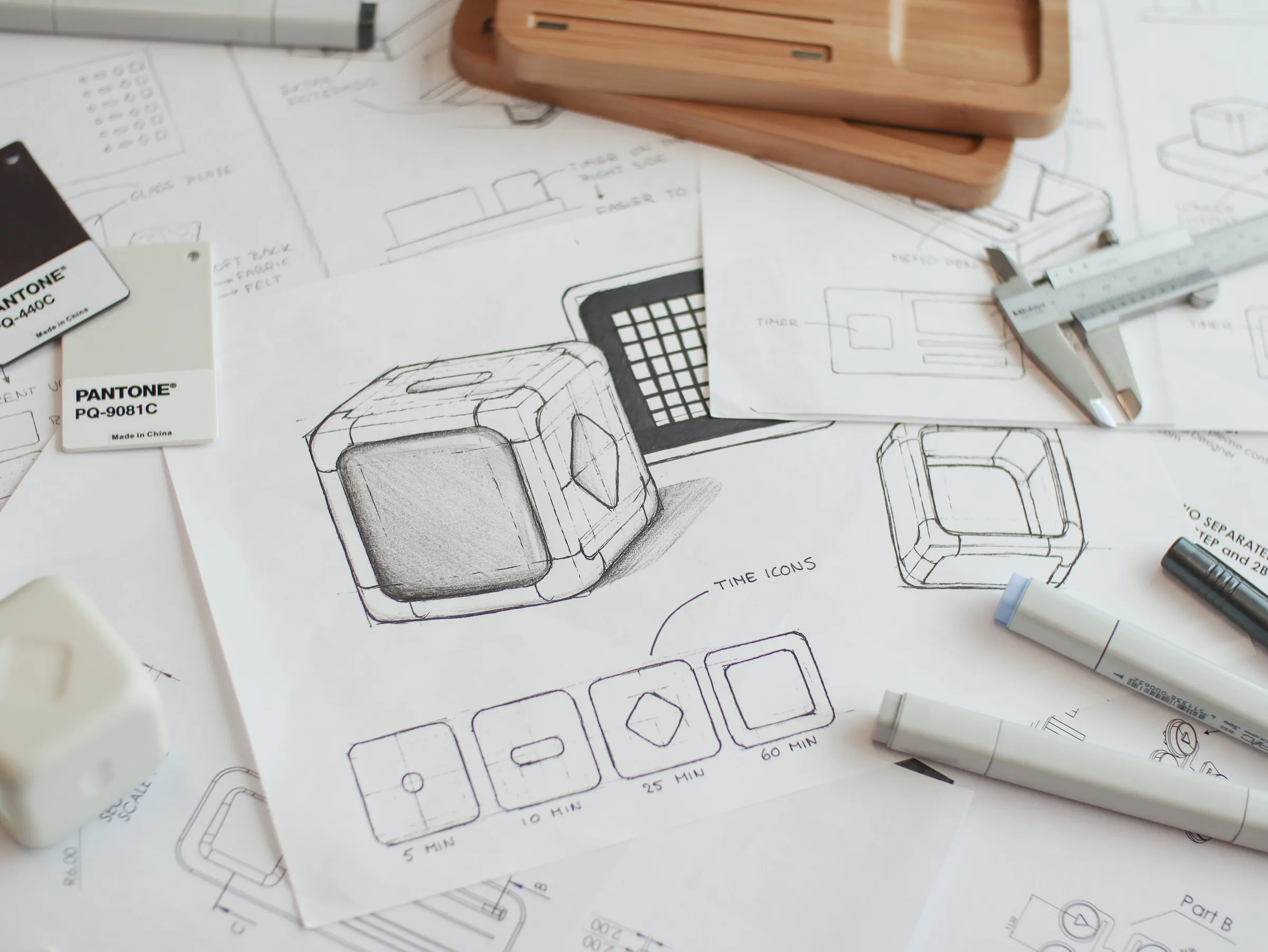 Early sketches of the soft cube and its time icons