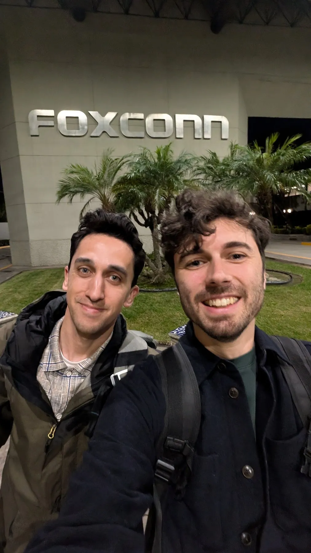 With Michaël Devid in front of a large electronics factory in Shenzhen