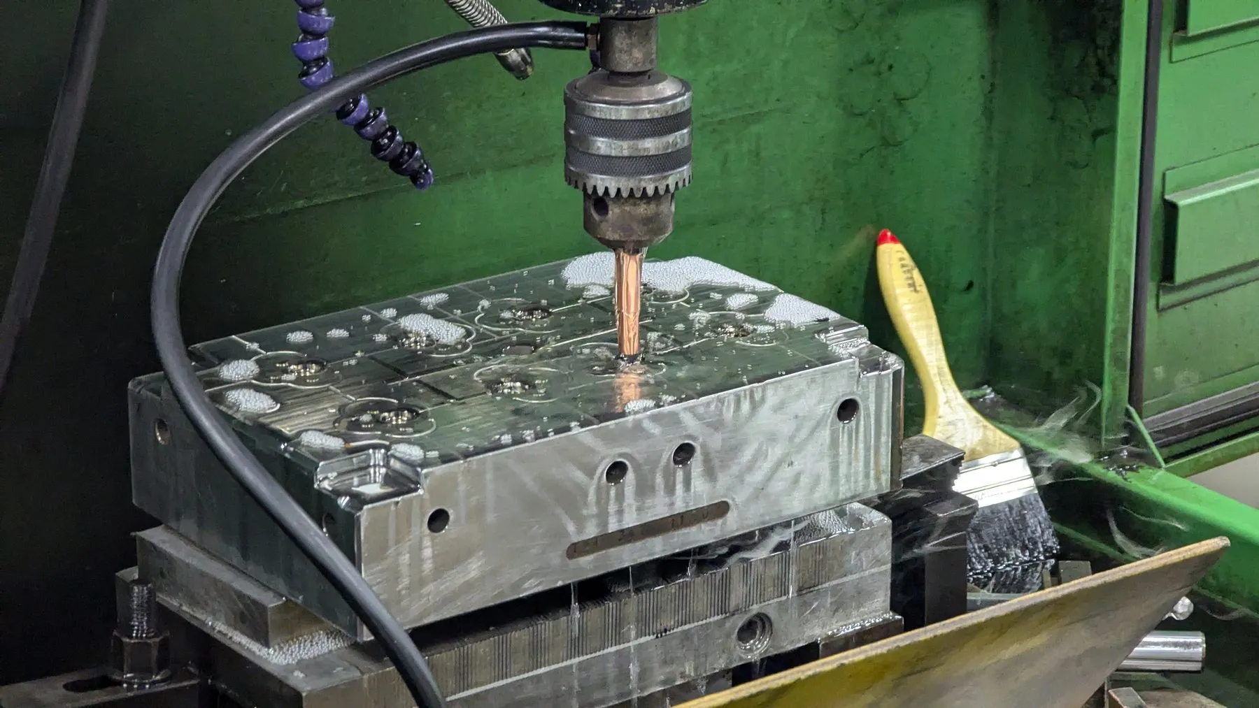 A mould being machined on the CNC