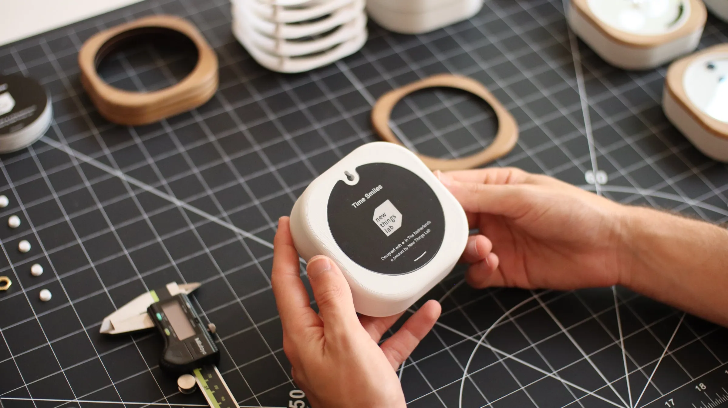 Checking a finished clock in the studio, June 2024