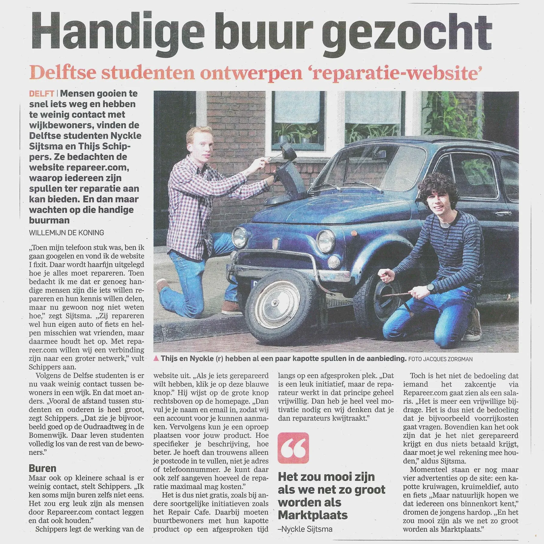 “Handige buur gezocht”, AD