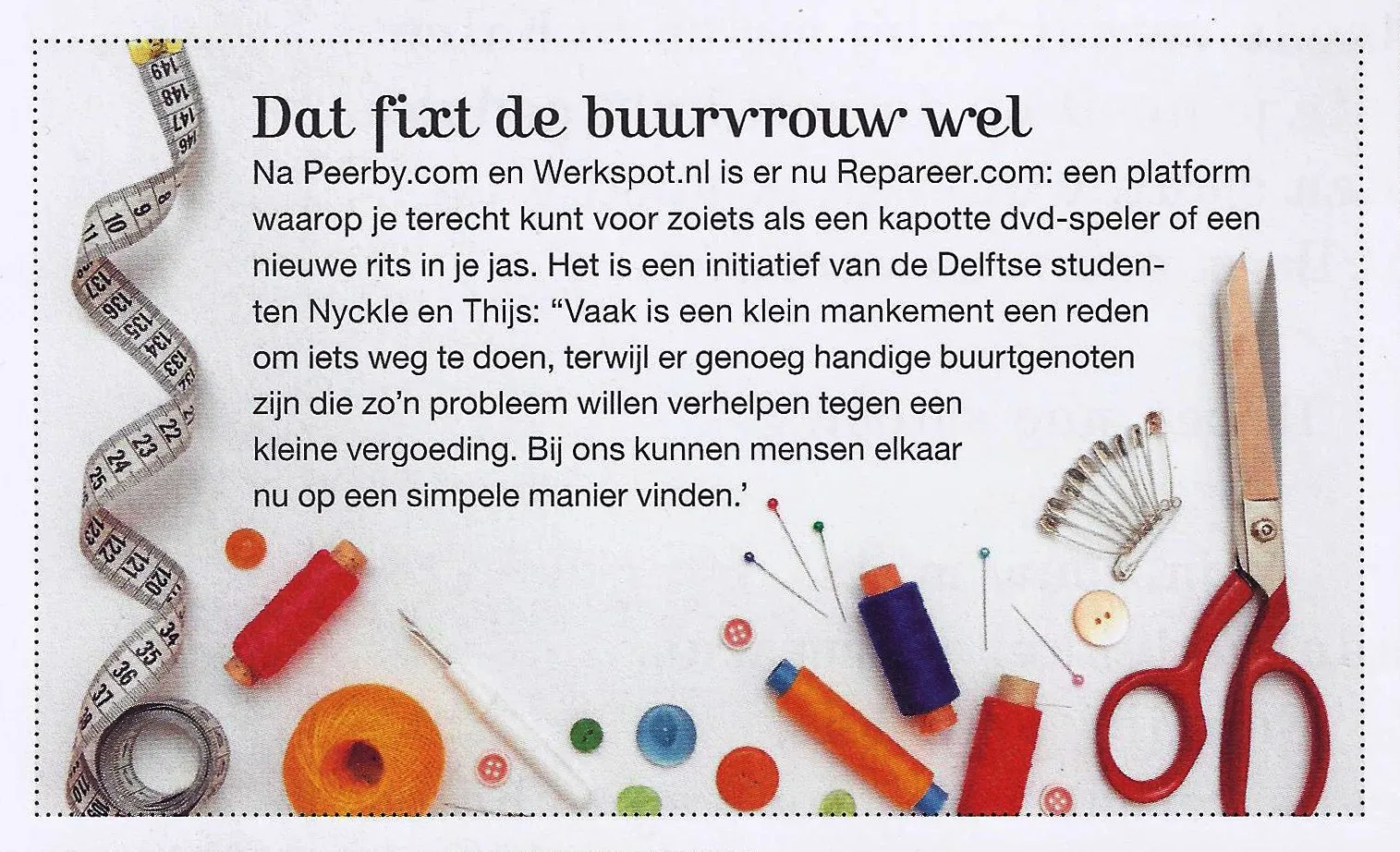 “Dat fixt de buurvrouw wel”, Flow magazine