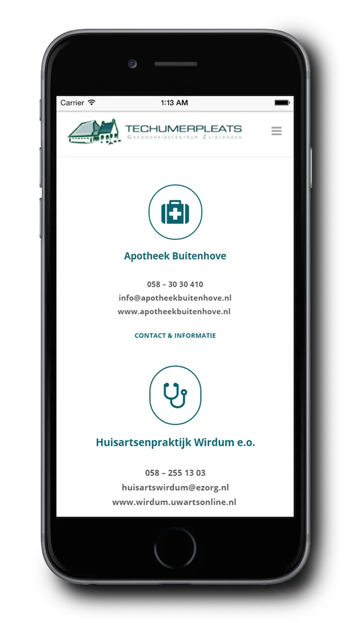 The site on a phone