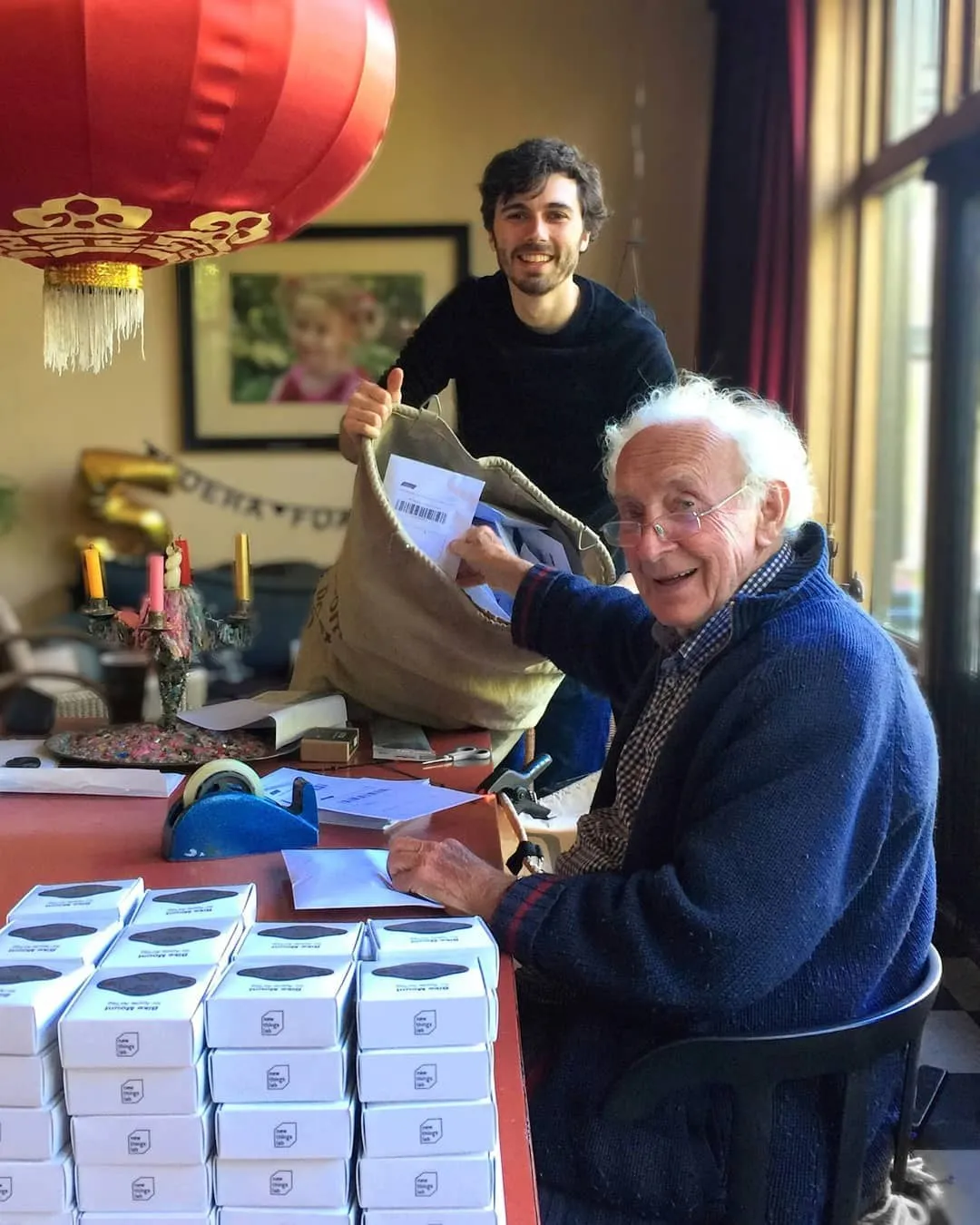 Sending out bike mounts with my grandfather Rients, May 2021